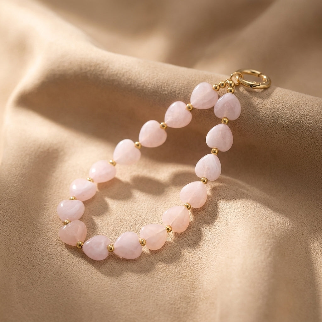 Telefoon ketting hartjes licht roze