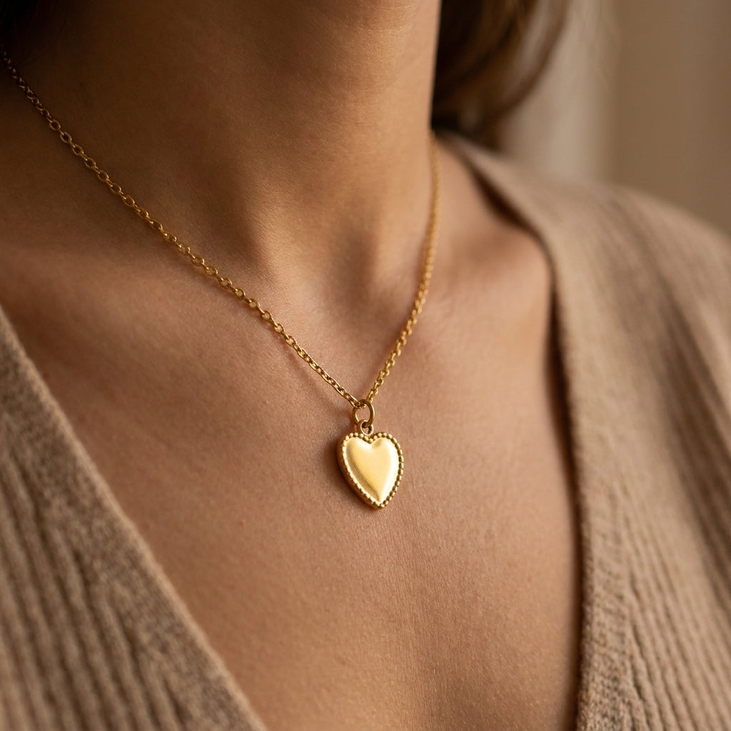 Hart met geschulpte rand charm